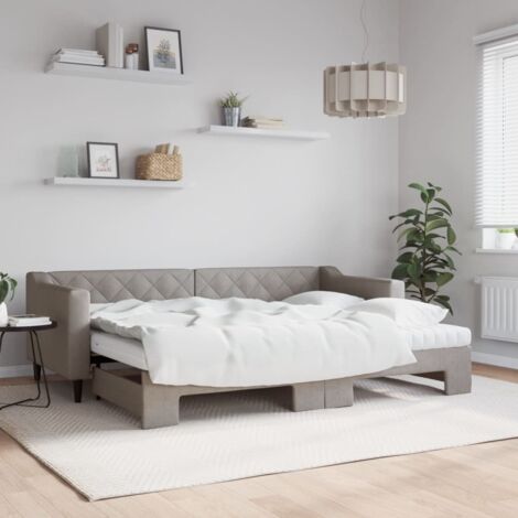 Tagesbett Ausziehbar mit Matratzen Taupe 80x200 cm Stoff vidaXL