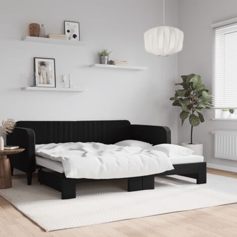 Tagesbett Ausziehbar Schwarz 90x190 cm Samt vidaXL