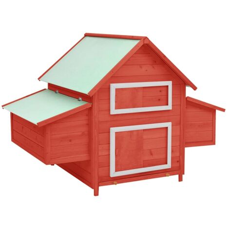 Hühnerstall Rot und Weiß 150x96x110 cm Massivholz Tanne vidaXL