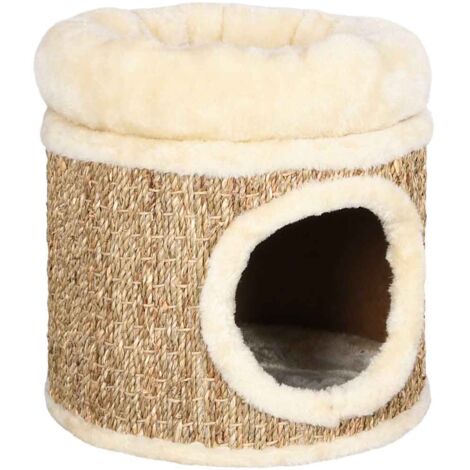 vidaXL Cat House with Luxury Cushion 33 cm Seagrass