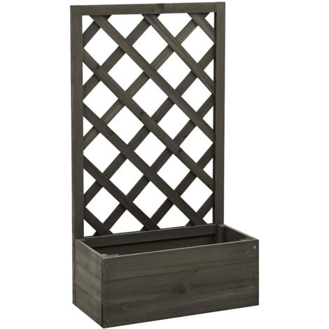 Garten-Spalier mit Blumenkasten Grau 50x25x90 cm Tannenholz vidaXL