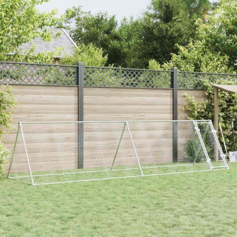vidaXL Hühnerkäfig silber 400x105x91 cm verzinkter Stahl