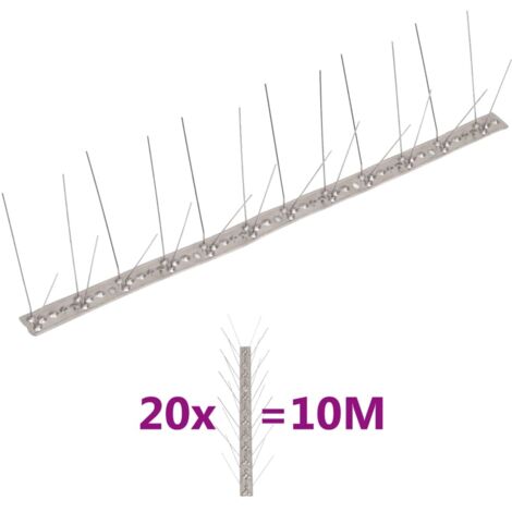 vidaXL 20-tlg. Taubenabwehr Spikes-Set Edelstahl 10 m 4-reihig