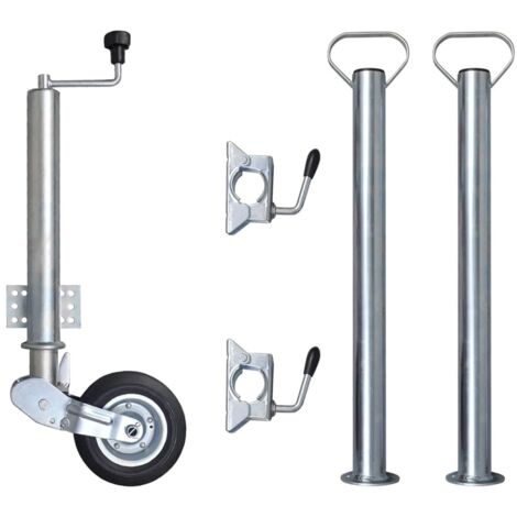 Stützrad 60 mm mit 2 Stützrohren und 2 Klemmen vidaXL