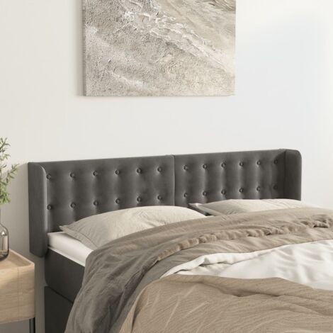 Kopfteil mit Ohren Dunkelgrau 147x16x78/88 cm Samt vidaXL (1/5)