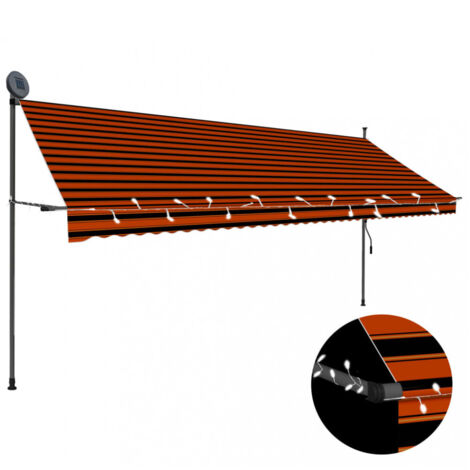 Einziehbare Markise Handbetrieben mit LED 400 cm Orange Braun vidaXL