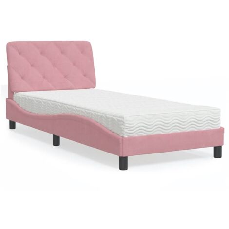 Bett mit Matratze Rosa 80x200 cm Samt vidaXL (1/5)