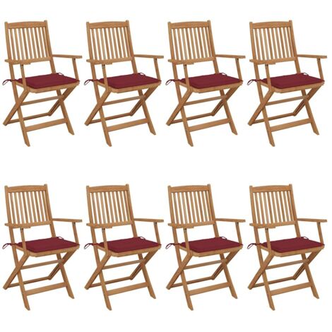 Klappbare Gartenstühle 8 Stk. mit Kissen Massivholz Akazie vidaXL