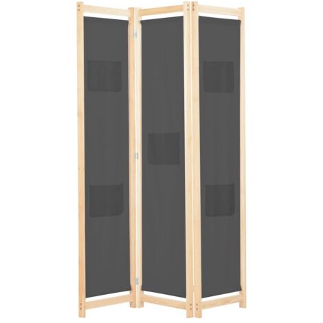 vidaXL 3-Panel Room Divider Grey 120x170x4 cm Fabric