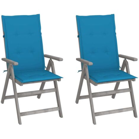 Verstellbare Gartenstühle 2 Stk. mit Auflagen Massivholz Akazie vidaXL