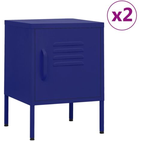 vidaXL Nachttische 2 Stk. Marineblau 35x35x51 cm Stahl