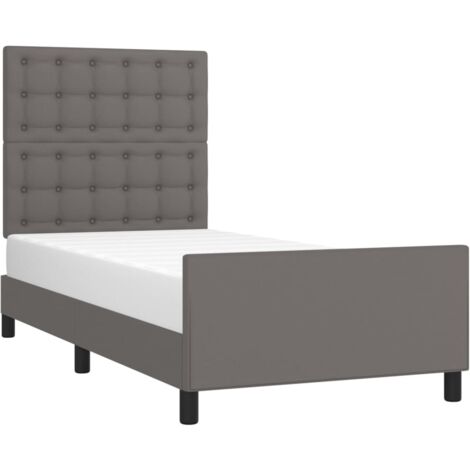 Bettgestell mit Kopfteil Grau 90x190 cm Kunstleder vidaXL (1/5)