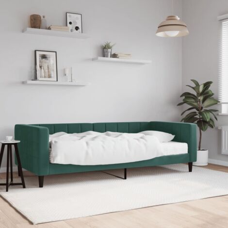 Tagesbett mit Matratze Dunkelgrün 90x200 cm Samt vidaXL