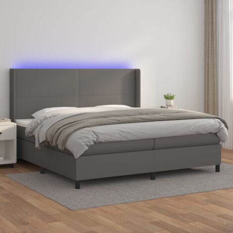 Boxspringbett mit Matratze & LED Grau 200x200 cm Kunstleder vidaXL (1/5)