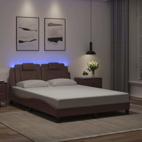Bettgestell mit LED Braun 120x200 cm Kunstleder vidaXL918312 (1/5)