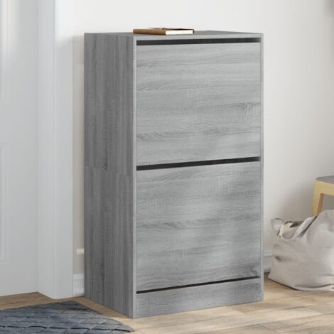 vidaXL Schuhschrank 2 Klappfächer Sonoma Grau