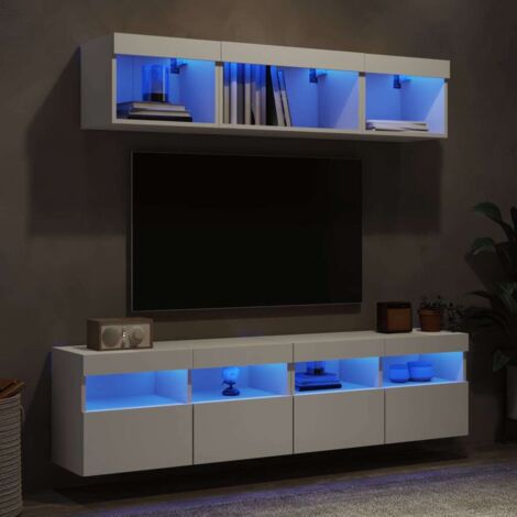 5-tlg. Wohnwand mit LED-Beleuchtung Weiß Holzwerkstoff vidaXL (1/5)