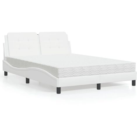 Bett mit Matratze Weiß 140x200 cm Kunstleder vidaXL980320 (1/5)