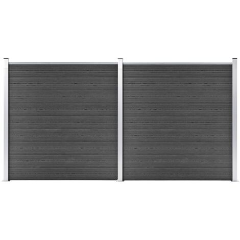 vidaXL Zaunelement Set WPC 353x186 cm Schwarz