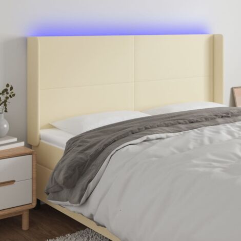 LED Kopfteil Creme 183x16x118/128 cm Kunstleder vidaXL (1/5)