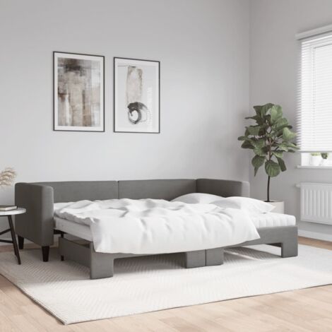 Tagesbett Ausziehbar mit Matratzen Dunkelgrau 80x200 cm Stoff vidaXL