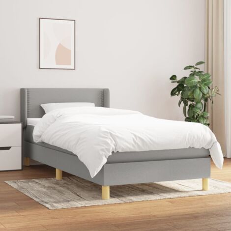 Boxspringbett mit Matratze Hellgrau 90x200 cm Stoff vidaXL (1/5)