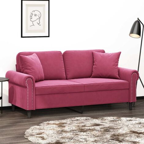 vidaXL 2-Sitzer Sofa mit bordauxfarbenen Kissen 140 cm Samt