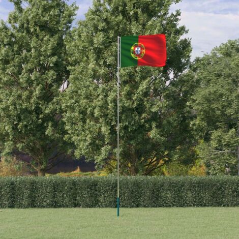 Flagge Portugals mit Mast 5,55 m Aluminium vidaXL