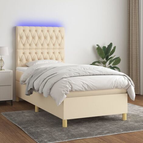 Boxspringbett mit Matratze & LED Creme 90x200 cm Stoff vidaXL (1/5)