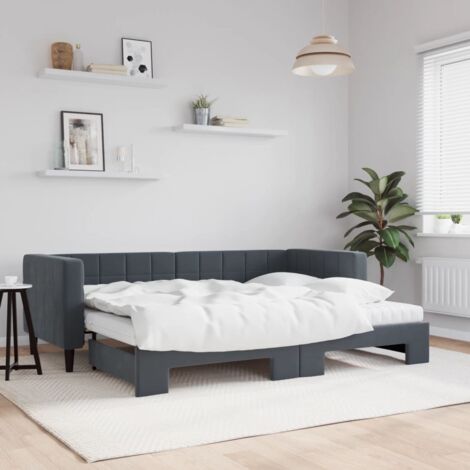 Tagesbett Ausziehbar mit Matratzen Dunkelgrau 80x200 cm Samt vidaXL