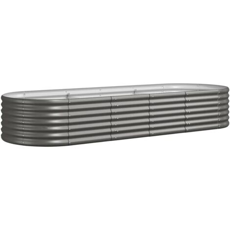vidaXL Hochbeet Pulverbeschichteter Stahl 224x80x36 cm Grau