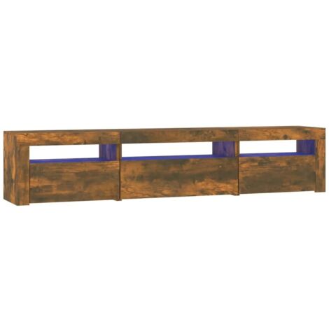 vidaXL TV-Schrank mit LED-Leuchten Räuchereiche 195x35x40 cm