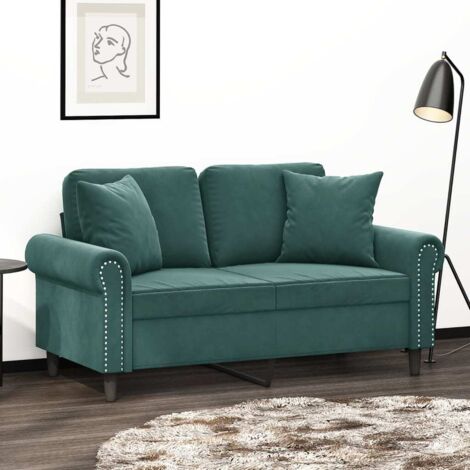 2-Sitzer-Sofa mit Zierkissen Dunkelgrün 120 cm Samt vidaXL