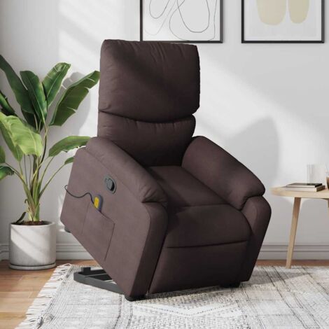 Massagesessel mit Aufstehhilfe Dunkelbraun Stoff vidaXL (1/5)
