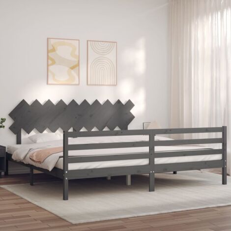 Massivholzbett mit Kopfteil Grau 200x200 cm vidaXL (1/5)