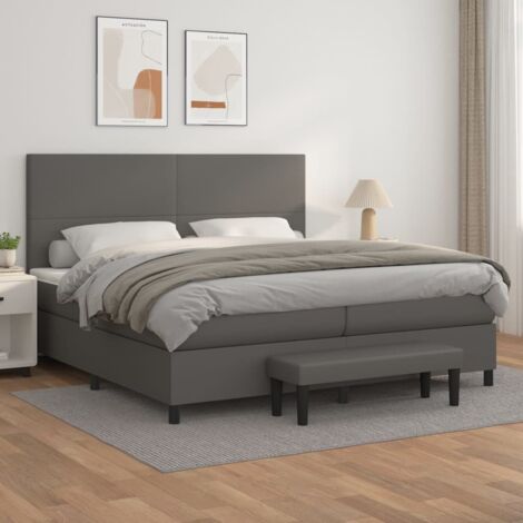 Boxspringbett mit Matratze Grau 200x200 cm Kunstleder vidaXL (1/5)