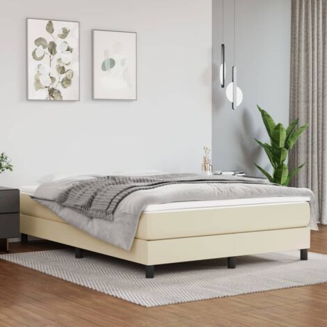 Boxspringbettgestell Creme 140x190 cm Kunstleder vidaXL