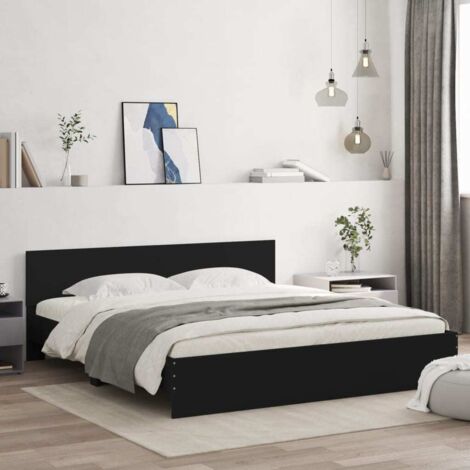 vidaXL Bettgestell mit Kopfteil schwarz 160x200 cm