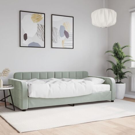 Tagesbett mit Matratze Hellgrau 90x190 cm Samt vidaXL