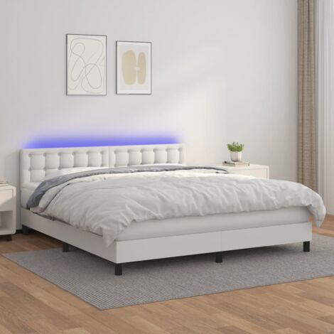 Bettgestell mit Lattenrost, Matratze und LED Weiß 160x200 cm