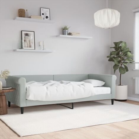 Tagesbett mit Matratze Hellgrau 90x200 cm Samt vidaXL