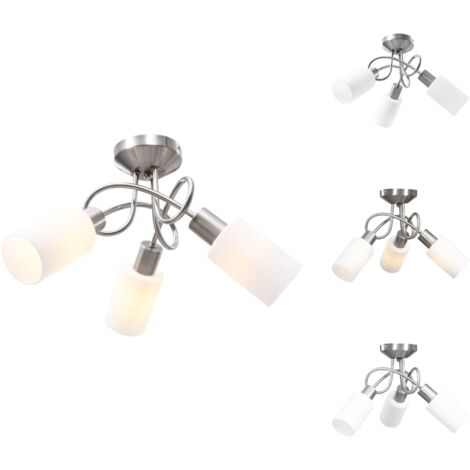 vidaXL Deckenleuchte mit Keramik-Lampenschirmen für 3 E14 Glühlampen