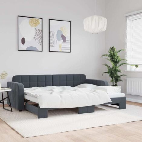 Tagesbett Ausziehbar Dunkelgrau 80x200 cm Samt vidaXL