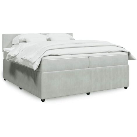 Boxspringbett mit Matratze Hellgrau 200x200 cm Samt vidaXL