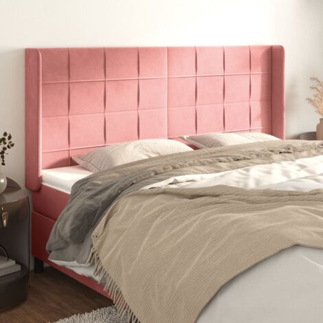 Kopfteil,Betthaupt mit Ohren Rosa 203x16x118/128 cm Samt vidaXL60952