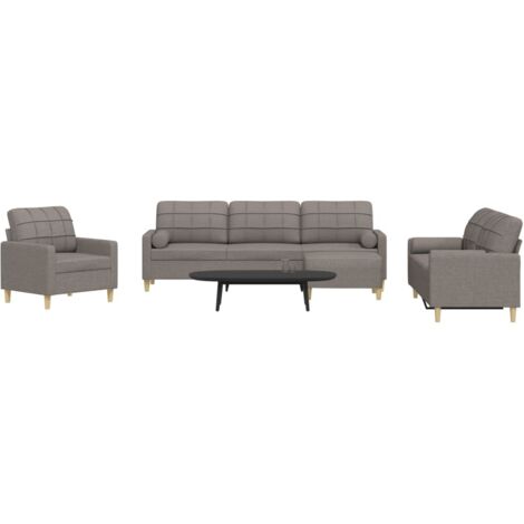 4-tlg. Sofagarnitur mit Fußhocker & Dekokissen Taupe Stoff vidaXL
