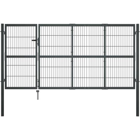 Gartentor mit Pfosten Stahl 350×120 cm Anthrazit vidaXL