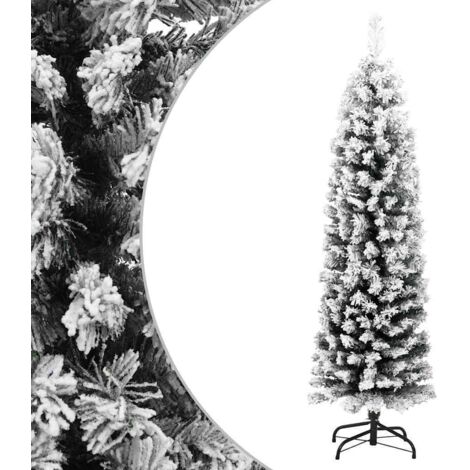 vidaXL Künstlicher Weihnachtsbaum Schlank mit Schnee Grün 150 cm PVC