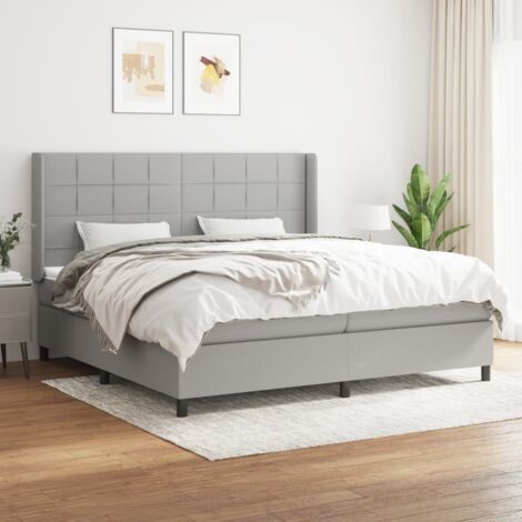 Boxspringbett mit Matratze Hellgrau 200x200 cm Stoff vidaXL (1/5)