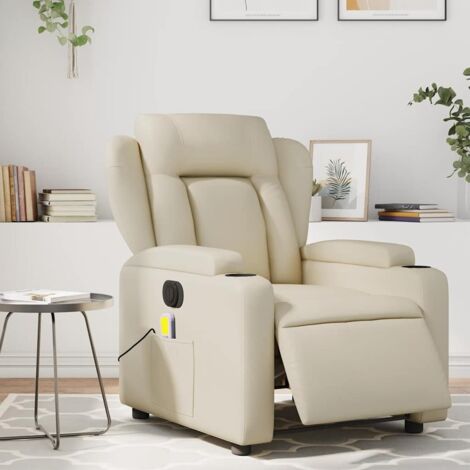 Massagesessel Elektrisch Creme Kunstleder vidaXL53824